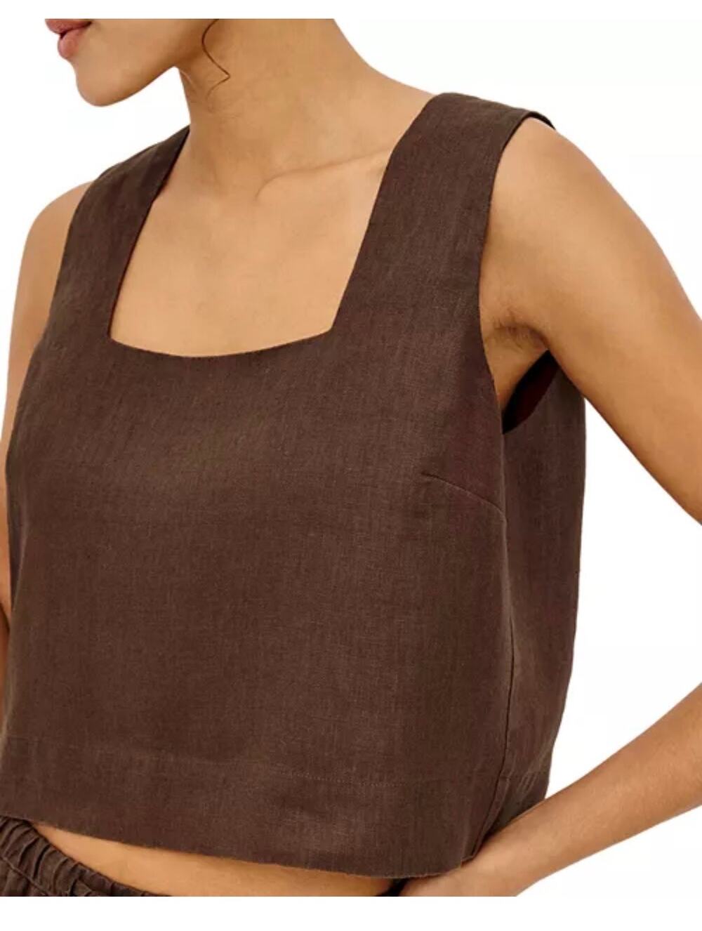 Rails Square Neck Crop Top in Espresso m